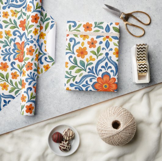 Klassisches Muster der mediterranen Flora Geschenkpapier (Kunsthandwerk)