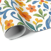 Klassisches Muster der mediterranen Flora Geschenkpapier (Rolleneckpunkt)