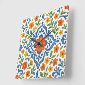 Klassisches Muster der mediterranen Flora Quadratische Wanduhr (Winkel)