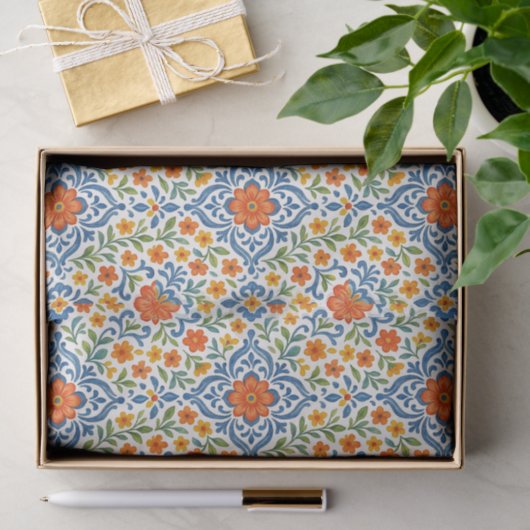 Klassisches Muster der mediterranen Flora Seidenpapier (Geschenk)