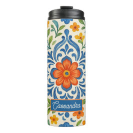 Klassisches Muster der mediterranen Flora Thermosbecher