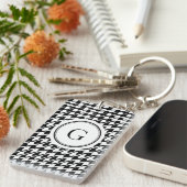 Klassisches Muster für Schwarz-weißes Hahnentrittm Schlüsselanhänger (Vorderseite rechts)