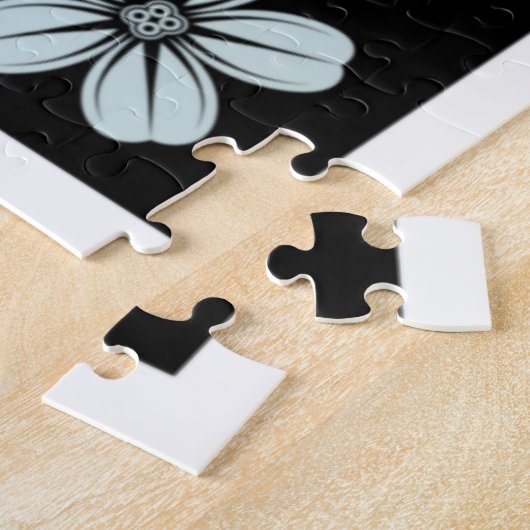 Klassisches Muster nahtloser Blume, schwarzer Hint Puzzle (Seite)
