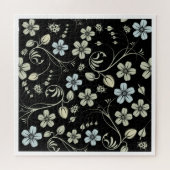 Klassisches Muster nahtloser Blume, schwarzer Hint Puzzle (Horizontal)