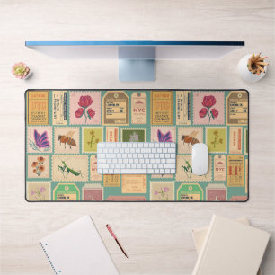 Klassisches Muster Retro-Design Stempel und Ticket Schreibtischunterlage