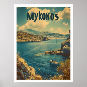 Klassisches Mykonos Griechenland Retro Vintage Rei Poster