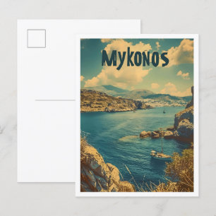 Klassisches Mykonos Griechenland Retro Vintage Rei Postkarte