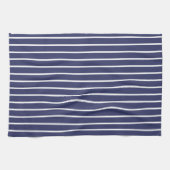 Klassisches Nautic Themed Navy Blue Stripped Geschirrtuch (Horizontal)
