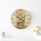 Klassisches nautischschiff (neutral) große wanduhr (Zuhause)