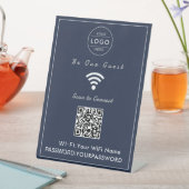 Klassisches Navy Blau QR Code WiFi-Schild Sockelschild (In Situ)