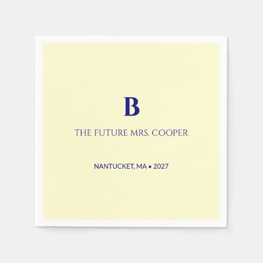 Klassisches Navy-Blau-Script-Monogramm Serviette (Vorderseite)