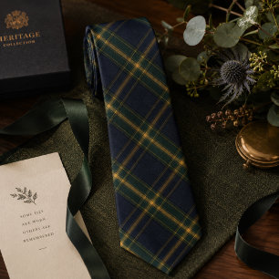 Klassisches Navy Blau Tartan Karo Elegantes Schott Krawatte