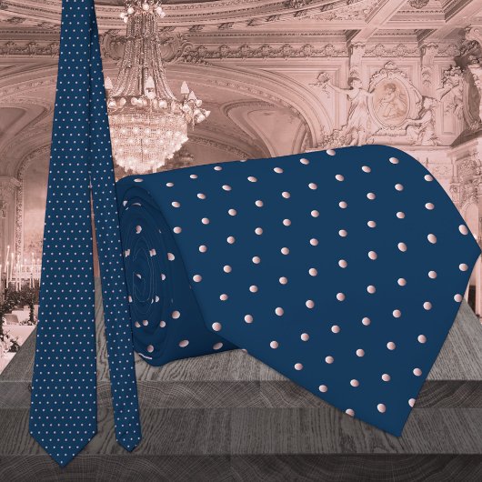 Klassisches Navy Blau und Rosa Button Dot Wedding Krawatte