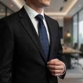 Klassisches Navy Blau und Weiß Windowpane Karo Krawatte