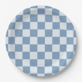 Klassisches Navy Blau & Weiß Gingham Picknick Pappteller (Vorderseite)