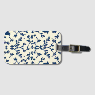 Klassisches Navy Blaues Vogel-Damaskus-Toile-Silho Gepäckanhänger