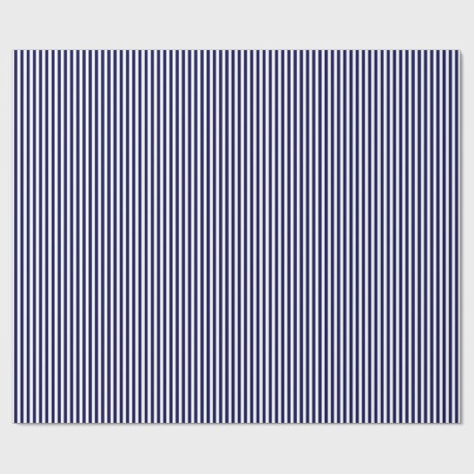 Klassisches Navy Blue and White Stripe Muster Geschenkpapier (Flach)