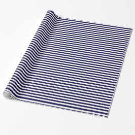 Klassisches Navy Blue and White Stripe Muster Geschenkpapier