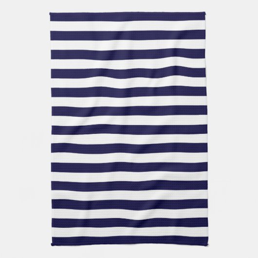 Klassisches Navy Blue and White Stripe Muster Geschirrtuch (Vertikal)