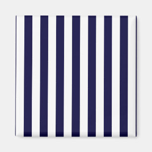 Klassisches Navy Blue and White Stripe Muster Magnet