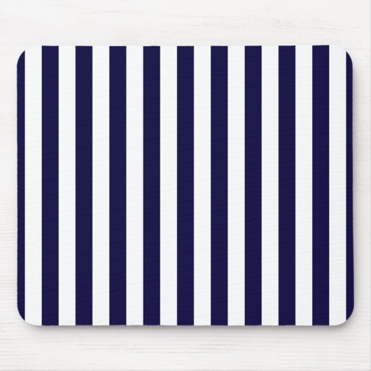 Klassisches Navy Blue and White Stripe Muster Mousepad (Vorne)