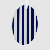 Klassisches Navy Blue and White Stripe Muster Ornament (Vorderseite)