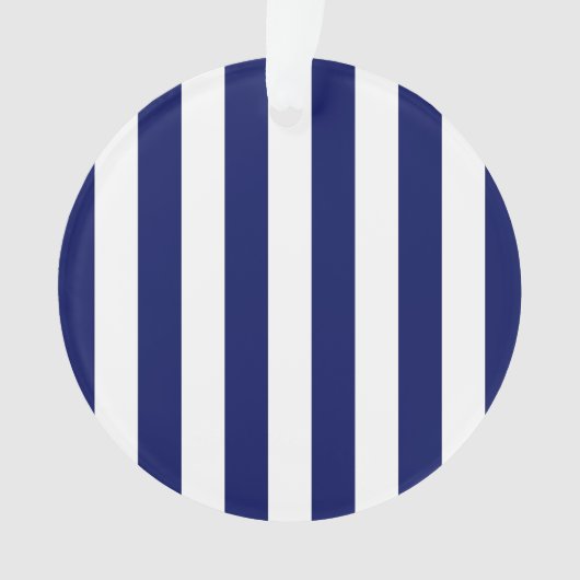 Klassisches Navy Blue and White Stripe Muster Ornament (Vorderseite)