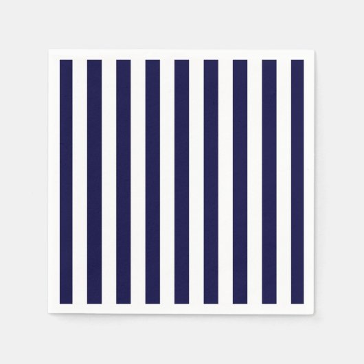 Klassisches Navy Blue and White Stripe Muster Serviette (Vorderseite)