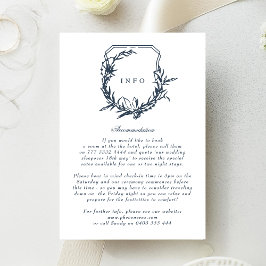 klassisches Navy Blue Blumenmonogramm-Wappen Begleitkarte