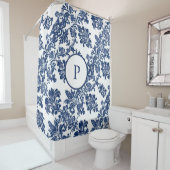 Klassisches Navy Blue Damask Muster Duschvorhang (Beispiel)