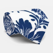 Klassisches Navy Blue Damask Muster Krawatte (Gerollt)