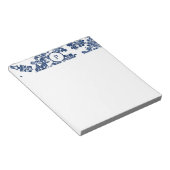 Klassisches Navy Blue Damask Muster Notizblock (angewinkelt)