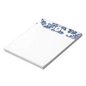 Klassisches Navy Blue Damask Muster Notizblock (Rotiert)