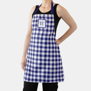 Klassisches Navy Blue Kariert Monogram Schürze