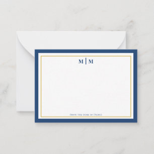 Klassisches Navy Gold Monogram Professional Persön Mitteilungskarte