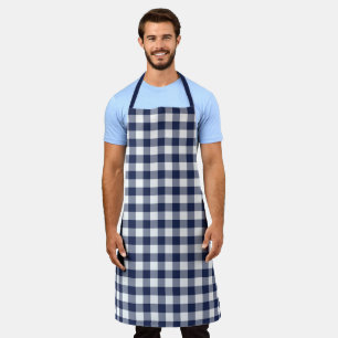 Klassisches Navy White Gingham Karo Pattern Schürze