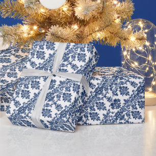 Klassisches Navyblau-Damaskusmuster Geschenkpapier