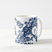 Klassisches Navyblau-Damaskusmuster Kaffeetasse (VorderseiteRechts)