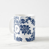 Klassisches Navyblau-Damaskusmuster Kaffeetasse (Vorderseite Links)