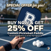 Klassisches Navyblau Varsity-Anfangsmonogramm Pickleball Schläger