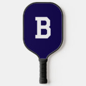 Klassisches Navyblau Varsity-Anfangsmonogramm Pickleball Schläger (Vorderseite)
