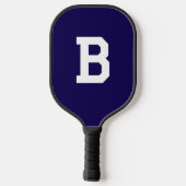 Klassisches Navyblau Varsity-Anfangsmonogramm Pickleball Schläger (Rückseite)