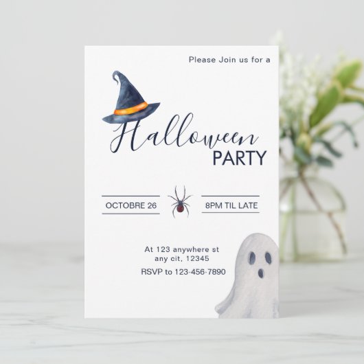 Klassisches neutrales Halloween-Party Einladung (Stehend Vorderseite)