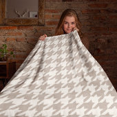 Klassisches neutrales Ivory Taupe Hahnentrittmuste Fleecedecke