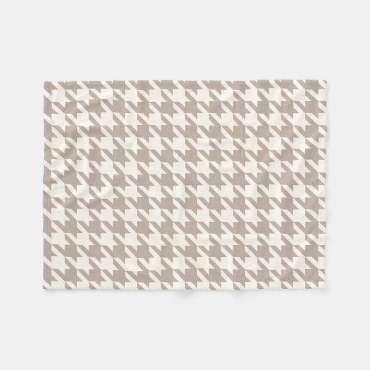 Klassisches neutrales Ivory Taupe Hahnentrittmuste Fleecedecke (Vorderseite (Horizontal))