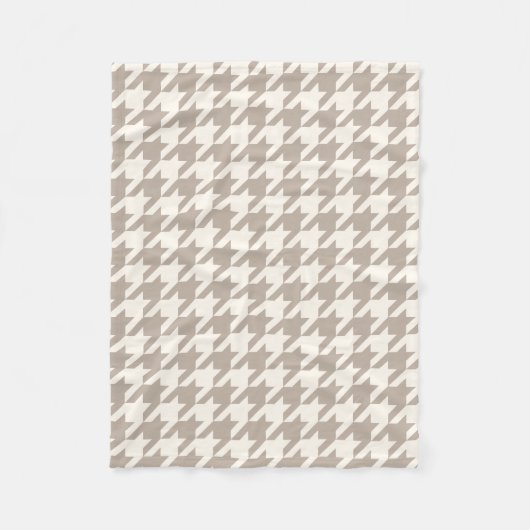 Klassisches neutrales Ivory Taupe Hahnentrittmuste Fleecedecke (Vorderseite)