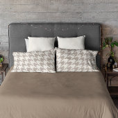 Klassisches neutrales Ivory Taupe Hahnentrittmuste Kissenbezug