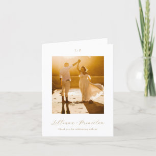 Klassisches neutrales Monogramm Elegante Hochzeit Dankeskarte