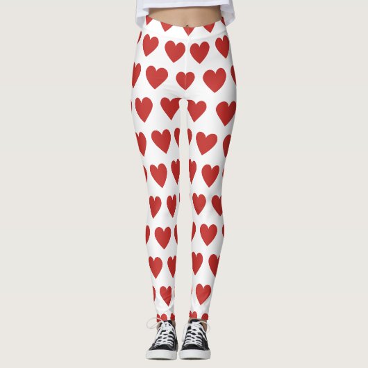 Klassisches Niedlich Chic Red Heart Muster Leggings (Vorderseite)