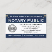 Klassisches Notarzeichen-Agent-ID-Logo Navy Gold Visitenkarte (Vorderseite)